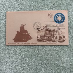 1975 First Day Of Issue Cover Bicentennial Era, The Sea Faring Tradition Featuring A 10¢ Stamp #U571