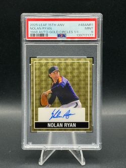 2025 Leaf 15th Anniversary 1948 Auto Gold Circles #48ANR1 Nolan Ryan #1/1 PSA MINT 9