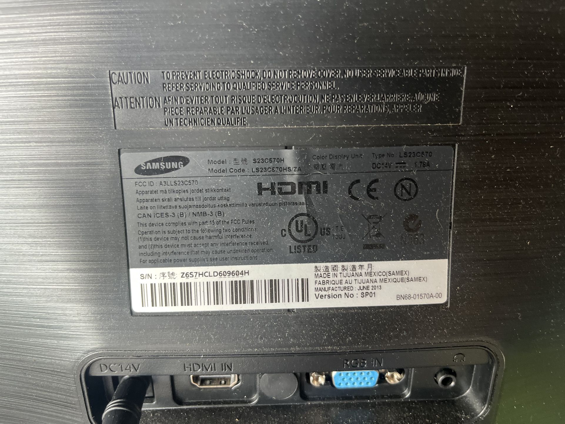 Samsund 27”monitor Works Fine