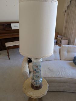 X large Painted Glass Table Lamp