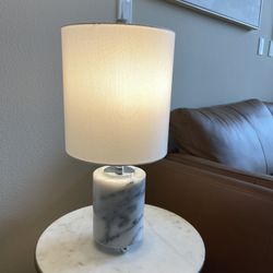 Genuine Italian Marble Side Table And Lamp 