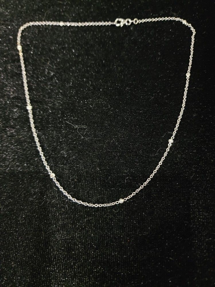 Genuine 18K (750) White Gold Diamond Choker Necklace (A52)