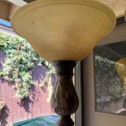 2 Beautiful Dark Brown And Tan Marble Swirl Tall Lamps