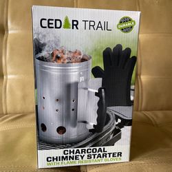 Charcoal Chimney Starter with Flame Resistant Gloves