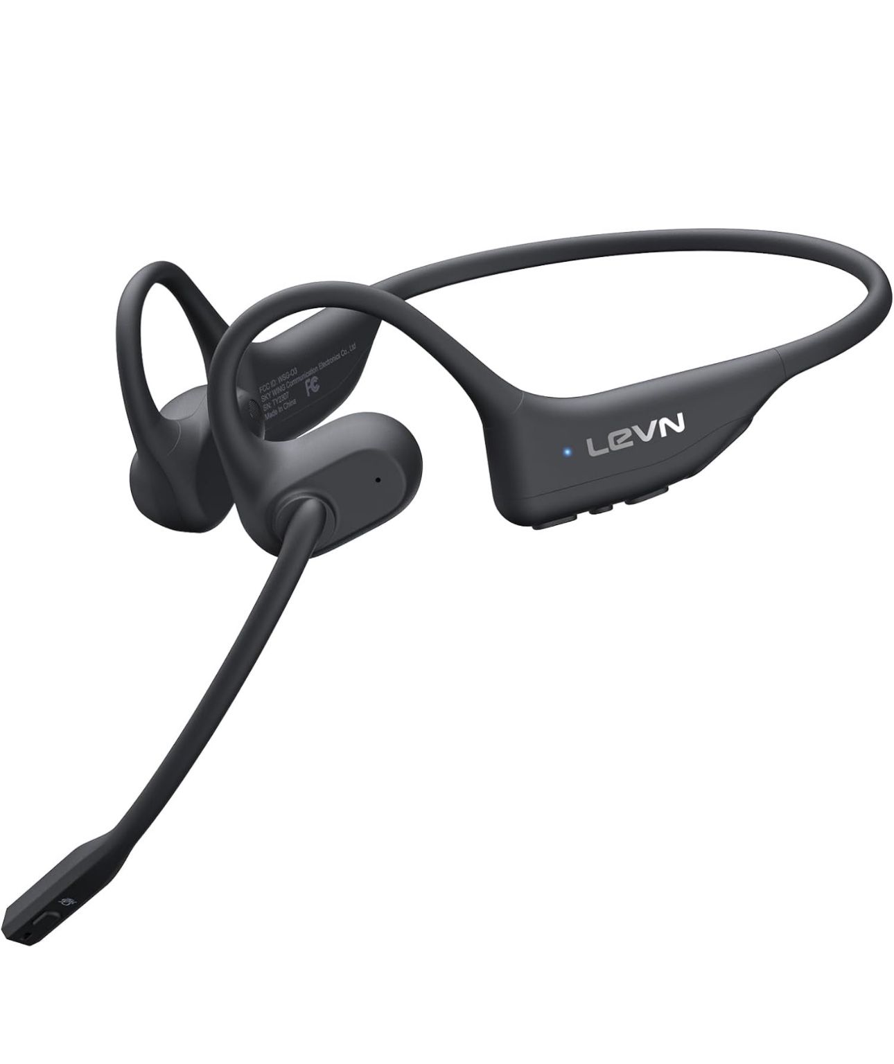 Open Ear Headphones With Mic - Bluetooth Headset With Microphone - Work Driving Running Workouts Headset - Levn 