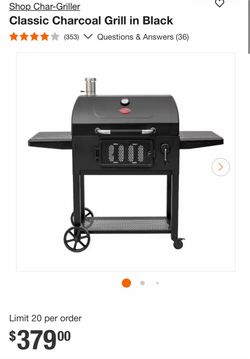 Shop Char-Griller Classic Charcoal Grill in Black