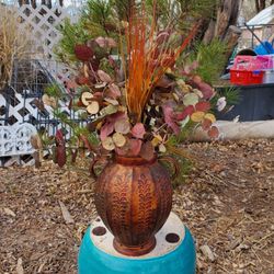 Copper Vase And Arraignment 