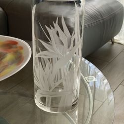 Vintage Peill Moonlite Flowers Etched Design Large Crystal Glass Vase 14” Germany