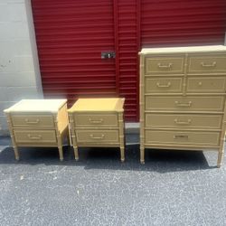Faux Bamboo Chest And Nightstands 