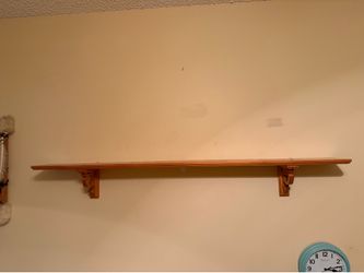Long Wooden Wall Shelf with Hand Carved Decorative Corbels Solid Wood