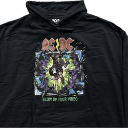 ACDC Blow Up Your Video Black Pullover Hoodie Sweatshirt Mens 2XL New