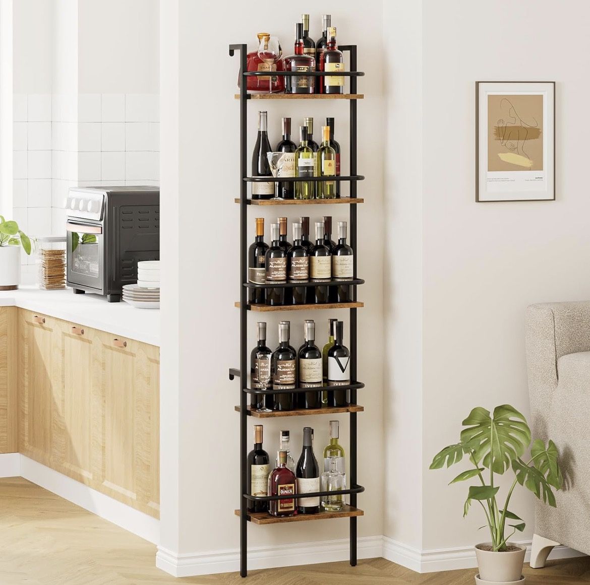 5-Tier Wine Rack Wall Mounted, Wine Rack - Brand New