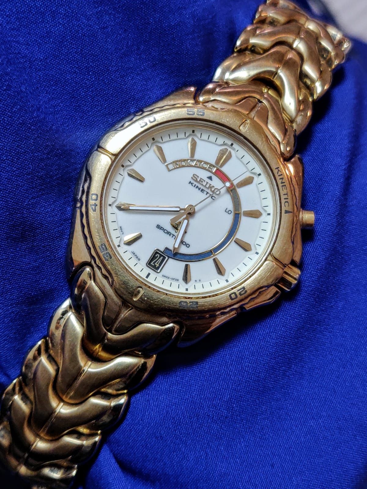 Seiko Vintage Gold Tone Full Lume Dial Kinetic Men's Watch For Parts or Repair