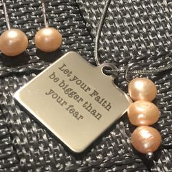 Handmade Stainless Steel Natural Pink Pearl Jewelry Set