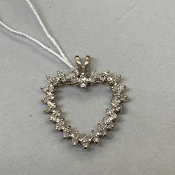 14k Gold Diamond Heart Pendant 