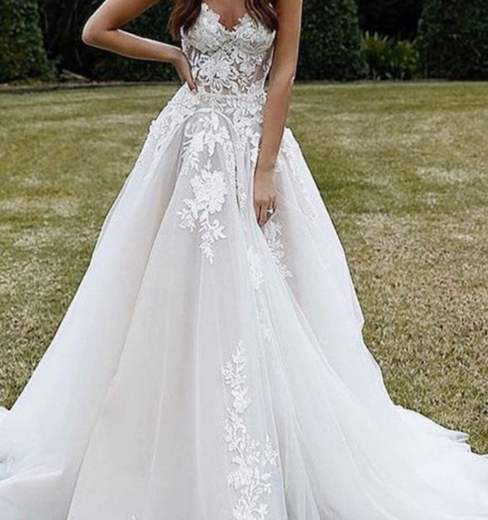 A-Line Princess Tulle Wedding Dresses