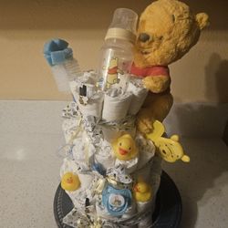 3 Tier Winnie Pooh Bear Diaper Cake3 Tier Winnie Pooh Bear Diaper Cake