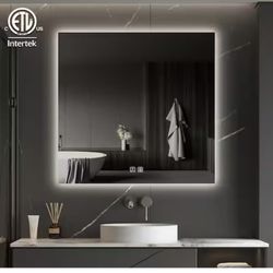 HOMLUX 36 in. W x 36 in. H Rectangular Frameless LED Light with 3-Color and Anti-Fog Wall Mounted Bathroom Vanity Mirror