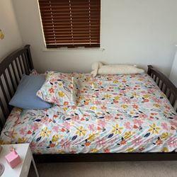 Ashley- Solid Wood Espresso Full Size Bed Frame With Mattress. 