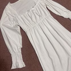 New Small White Pedant Prairie Colonial Dress Costume Renaissance 