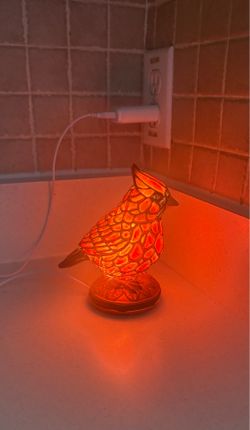 Tiffany Style Red Cardinal Desk Lamp
