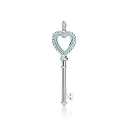 New Tiffany Beaded Heart Key Necklace