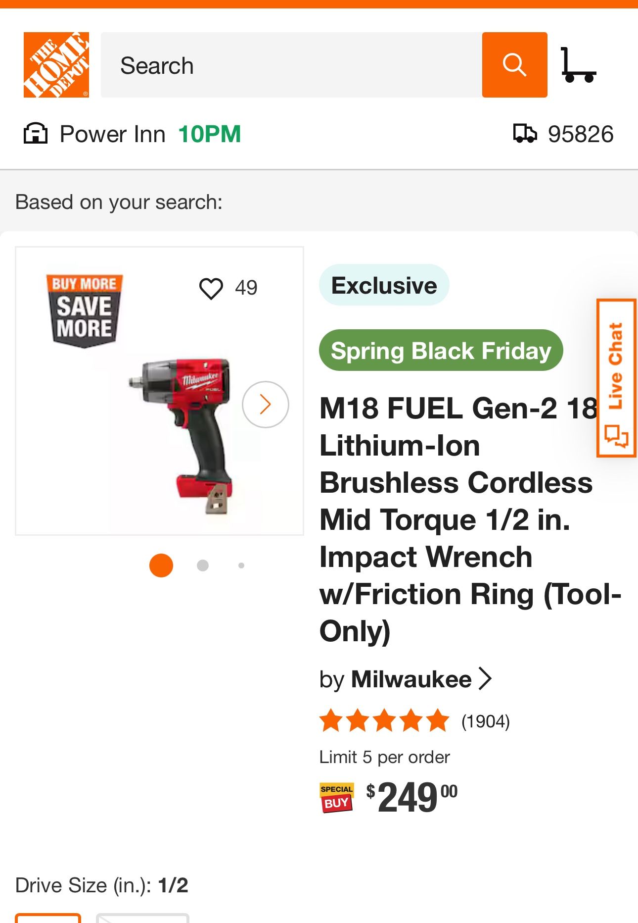 M18 FUEL Gen-2 18V Lithium-Ion Brushless Cordless Mid Torque 1/2 in. Impact Wrench