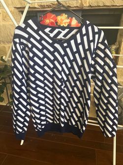 Zara Man Blue & White Geometric Knit Sweater