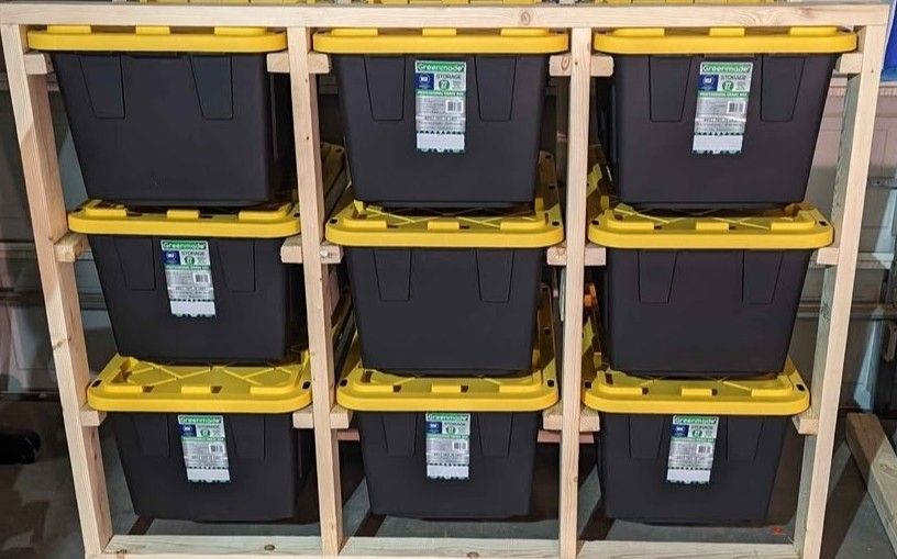 Tote Storage Rack and Tote Storage Workbench