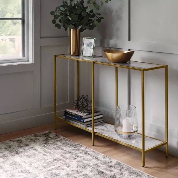 Threshold Faux Marble and Gold Console Table