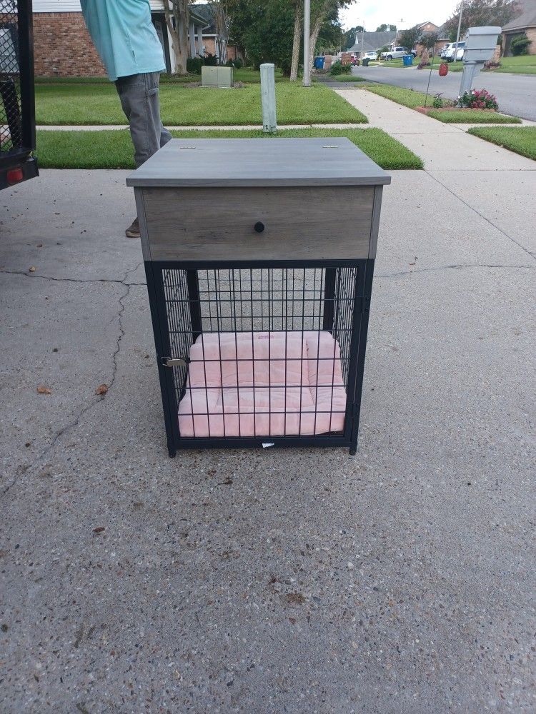 Dog Crate End Table With Storage Console