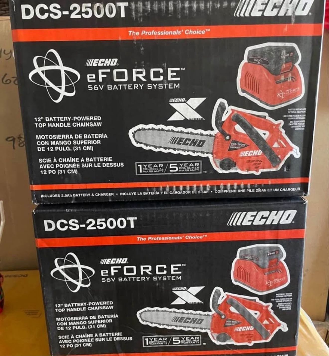 Echo eFORCE 12 in. 56V X Series Cordless Battery Top Handle Chainsaw with 2.5Ah Battery and Charger