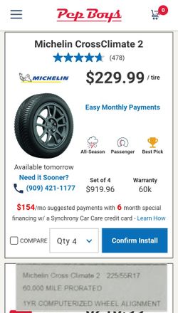 Michelin CROSS CLIMATE TIRES. Set Of 4