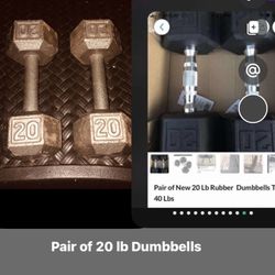 Pair of 20 Lb Steel Dumbbells.  Read ad
