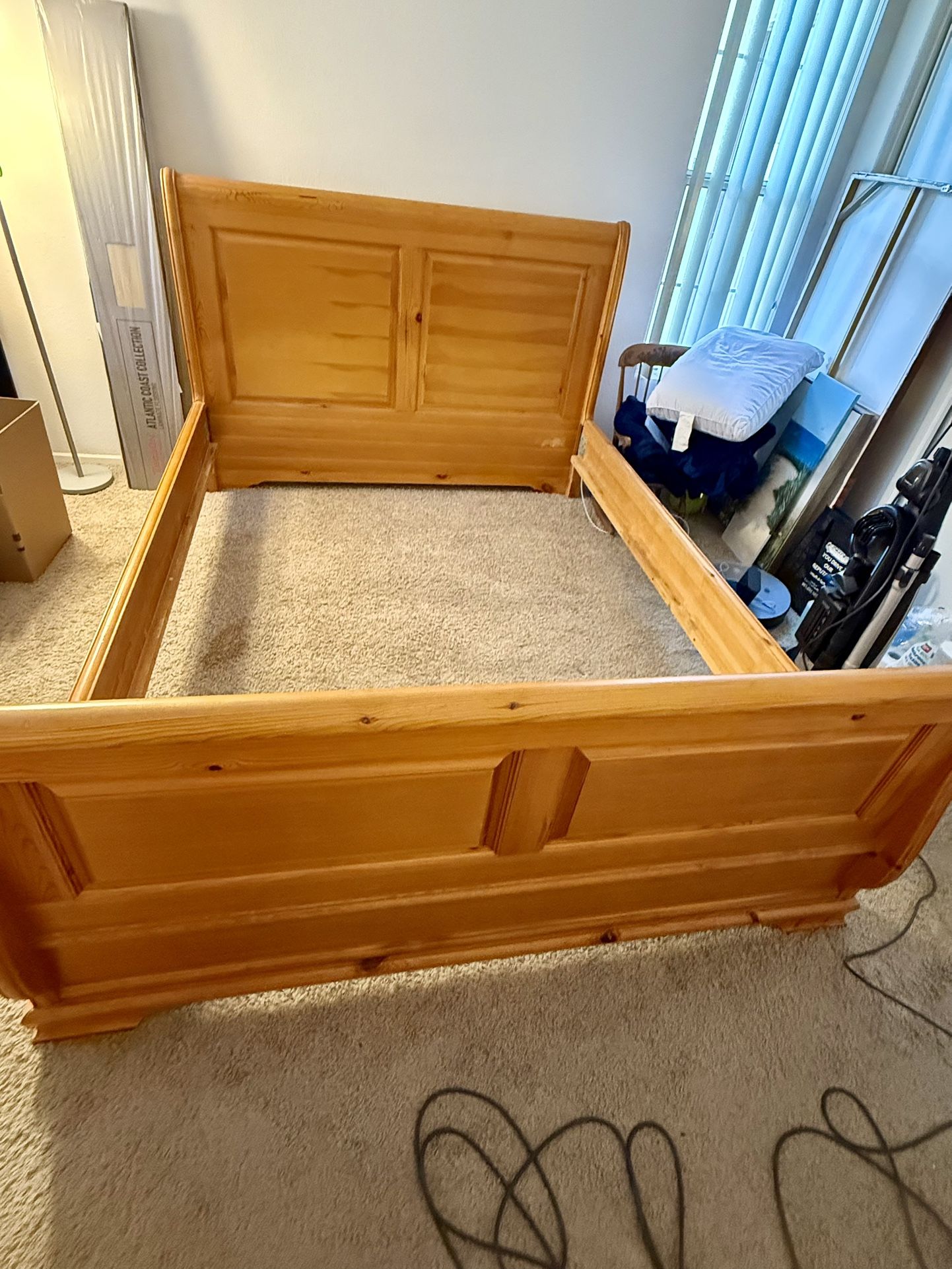 Solid Wood Queen Bed Frame and Armoire