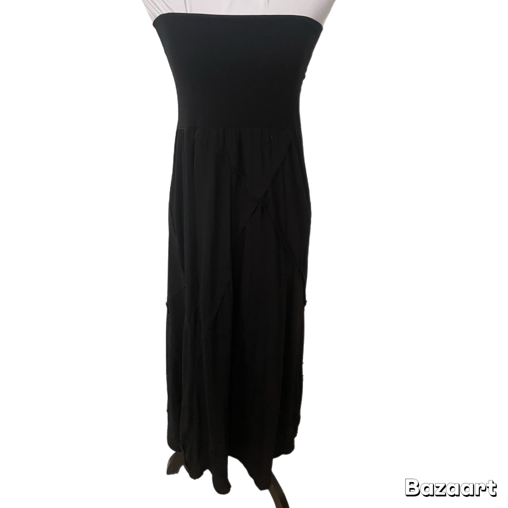 New SZ L Black Stretch Strapless Maxi Dress NWT by thyme and honey