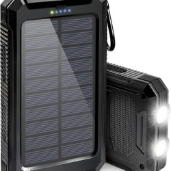 Solar Portable Charger, Battery Charger, 20000mAh Solar Power Bank, with Emergency Flashlight & 2 x 2.1A USB-A Output Ports Compatible with iPhone 14 