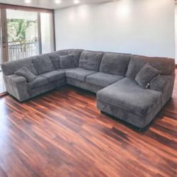 Charcoal Sectional Couch… Delivery Available 