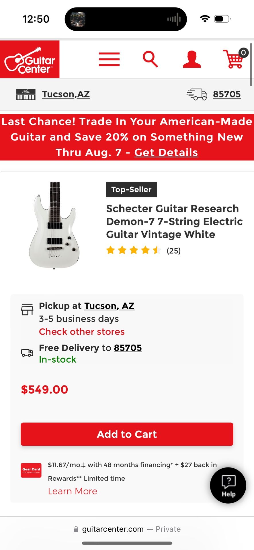 7 String Schecter Electric Guitar