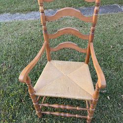 Wicker Basket Wooden Accent Chairs 