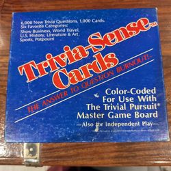 TRIVIA -SENSE Cards use With Trivia Pursuit Game Board 