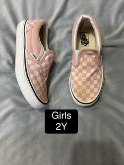 Girls 2Y Checkered Slip On Vans 