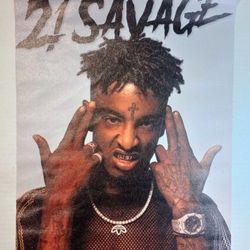 21 Savage Canvas Poster Iconic Pose Portrait Music Rapper Wall Art Fan Gift Set
