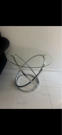 Modern Glass Side Table with Chrome Metal Base Pickup only