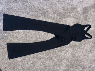 SAGE Activewear Black Flare-Leg Cross-Back Jumpsuit (XS)