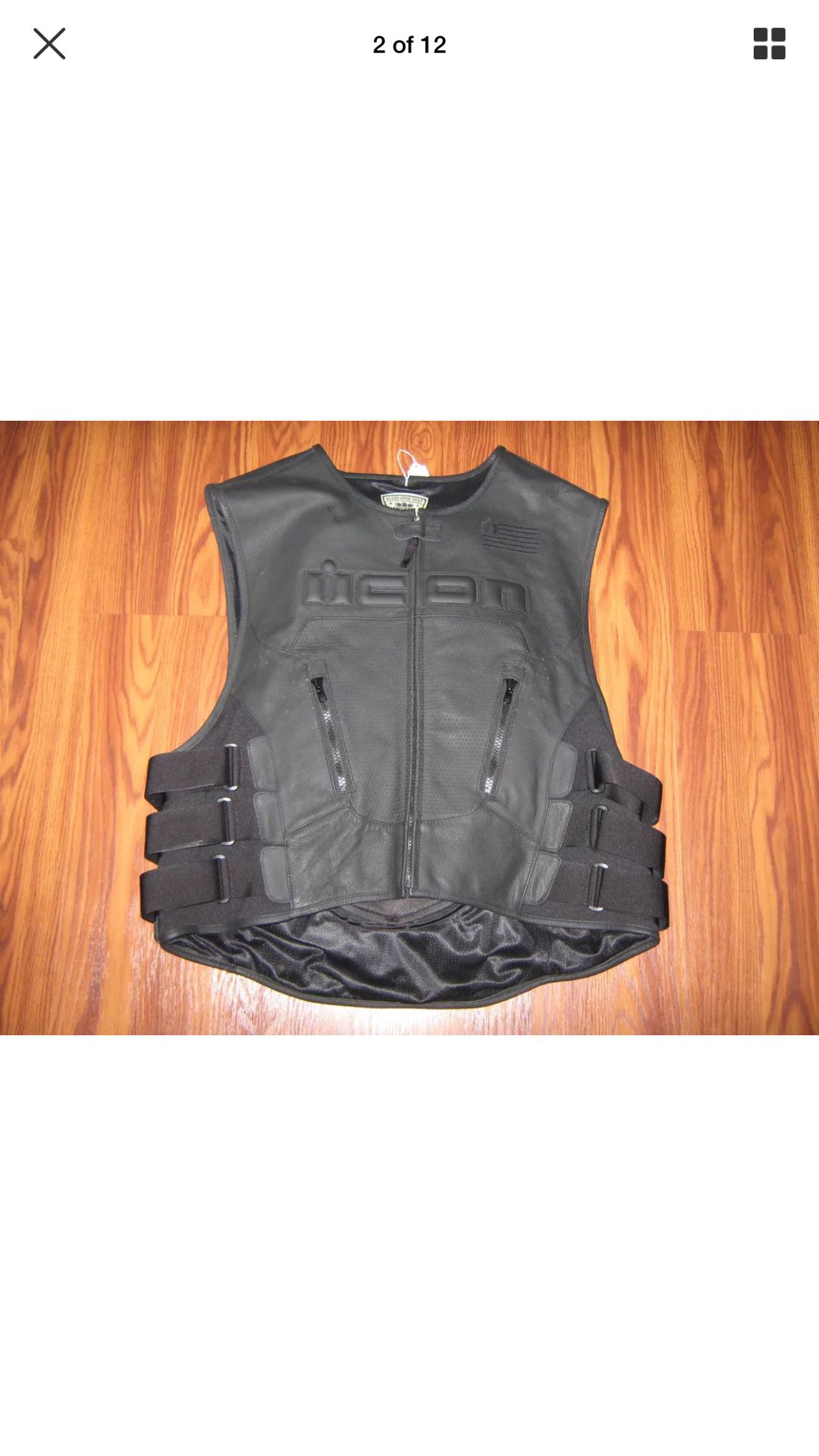 Photo Icon Moto Leather Motorcycle Vest Largextra Large With Back Protector