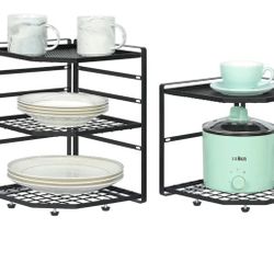 2 Pack Stackable Corner Shelf Stand