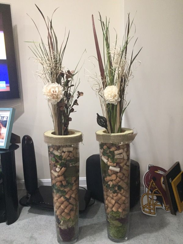 European glass vase flower arrangements with corks