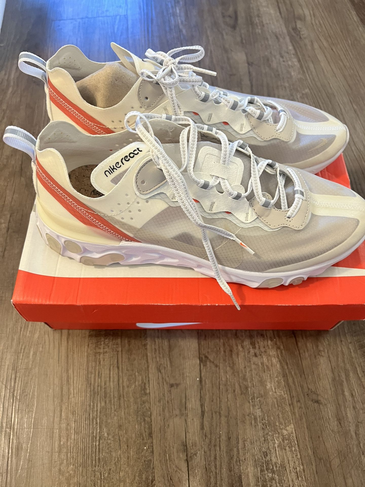Mens Nike React Element 87 Lightbone Red Black Running Shoes