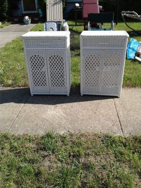 2 Wicker Cabinets w/Drawer